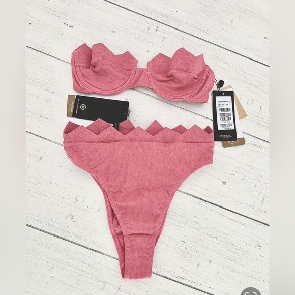 Vix Bikini Set Imani Bandeau Swim Top and Imani Hot Pants Bottom Pink NWT - Picture 7 of 7